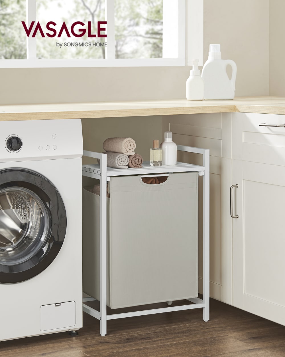 Panier à linge compartiment 1 sac amovible 65 l 50 x 33 x 72 cm blanc - Maisons du Monde