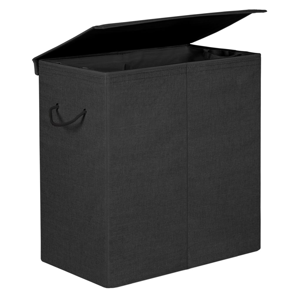 Panier à linge de 142L en tissu lin coton noir