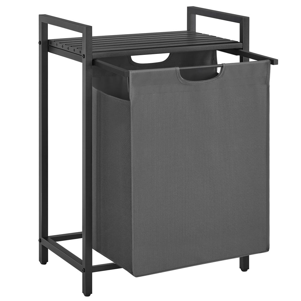 Panier à linge moderne en plastique noir et gris