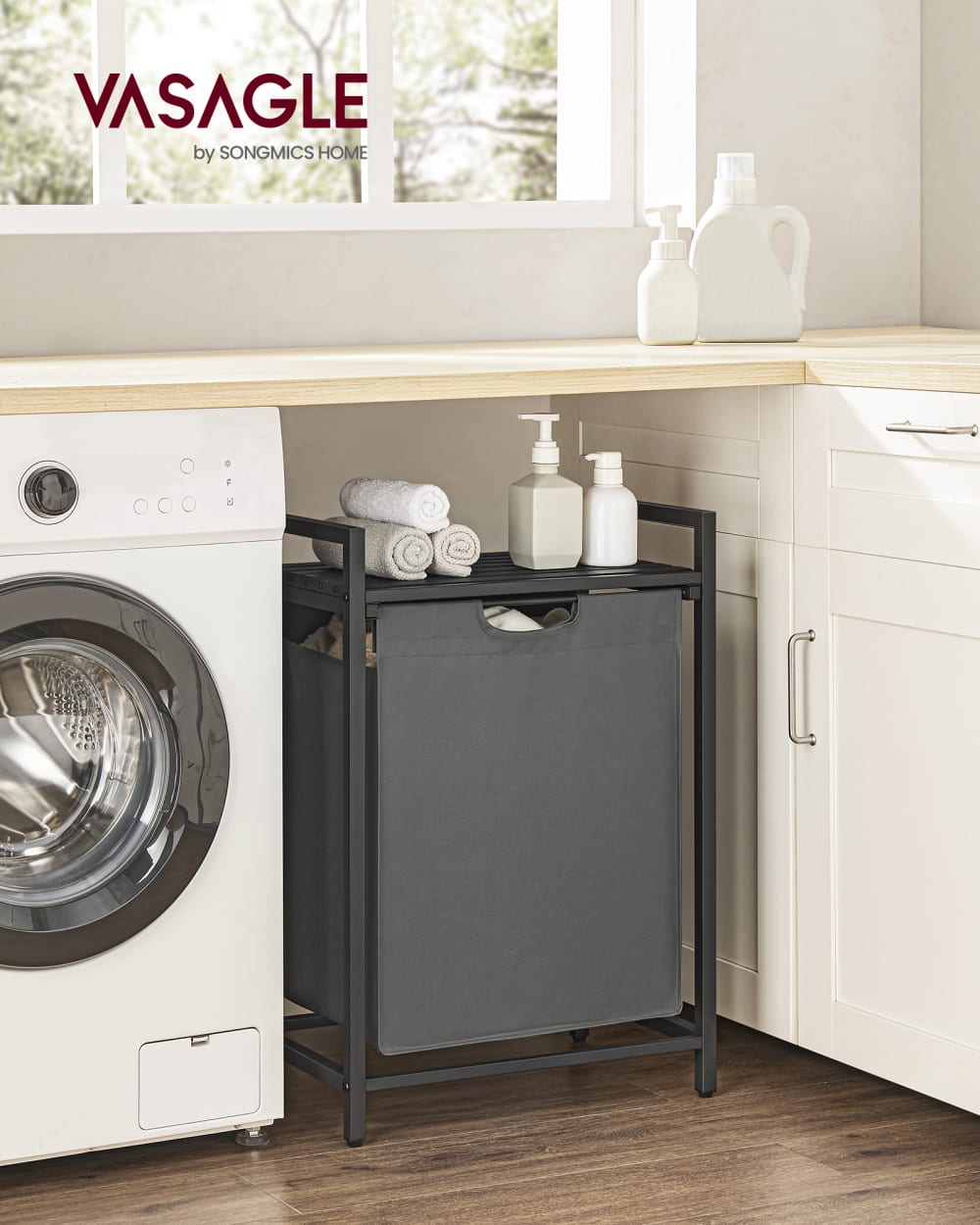 Panier à linge moderne en plastique noir et gris — vue 3