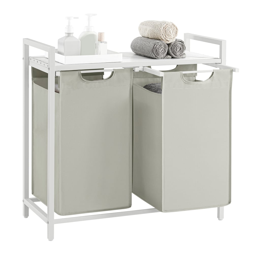 Panier à linge 2 compartiments 2 sacs 92 l 73 x 33 x 72 cm blanc Panier à linge 2 compartiments 2 sacs 92 l 73 x 33 x 72 cm blanc