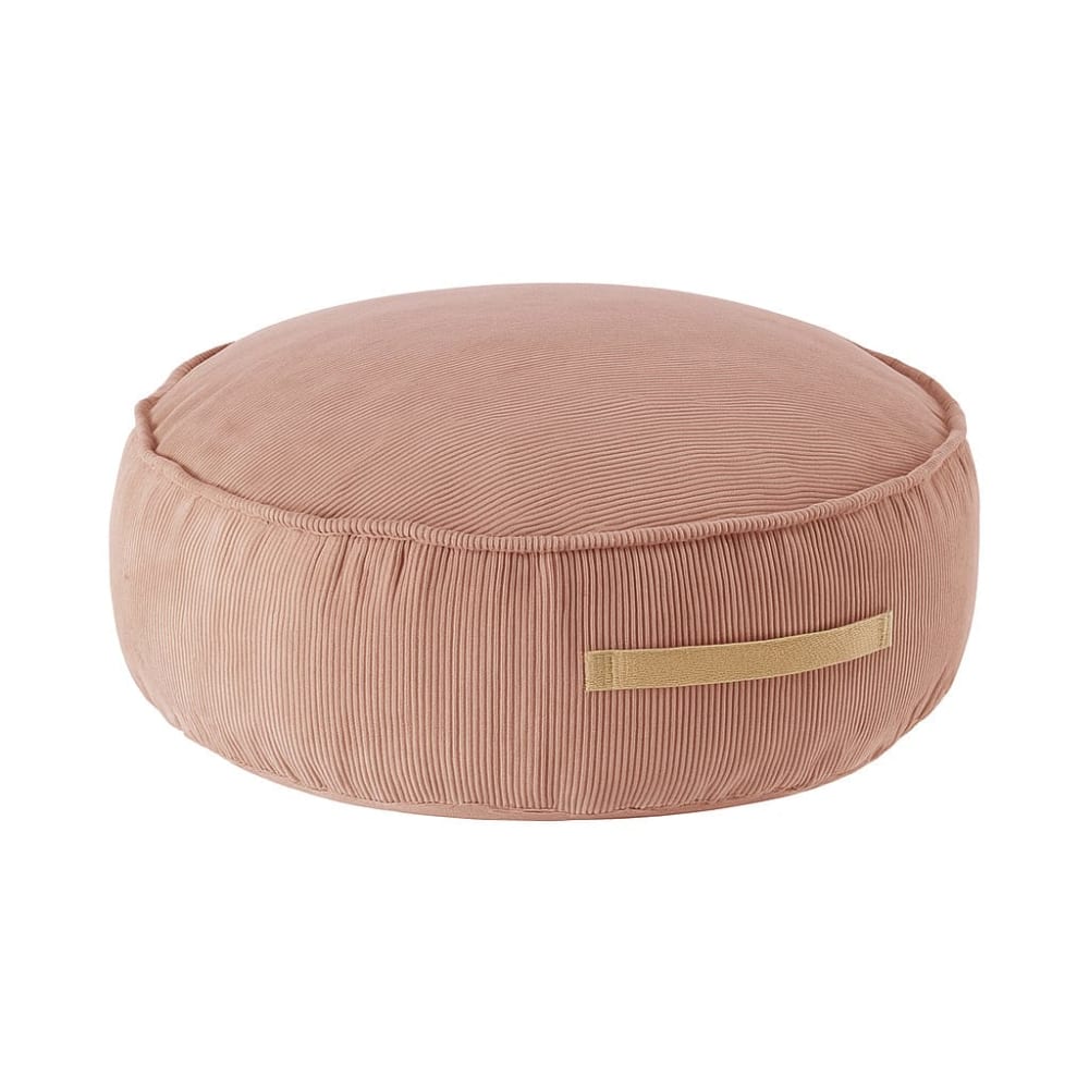 Coussin de sol rond enfant en velours côtelé fin, brique