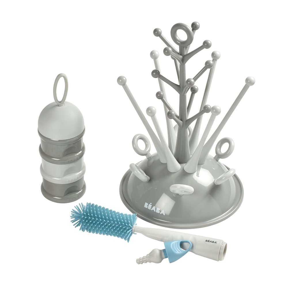 Coffret naissance Egoutte biberon et accessoires Gris et bleu - Maisons du Monde