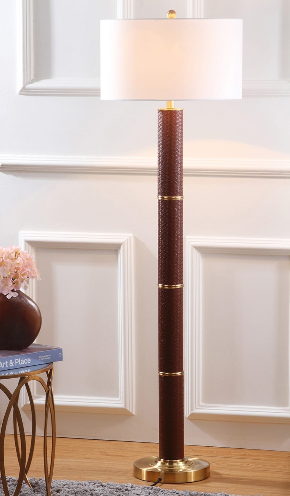 Lampe sur pied en pu, métal, marron — vue 3
