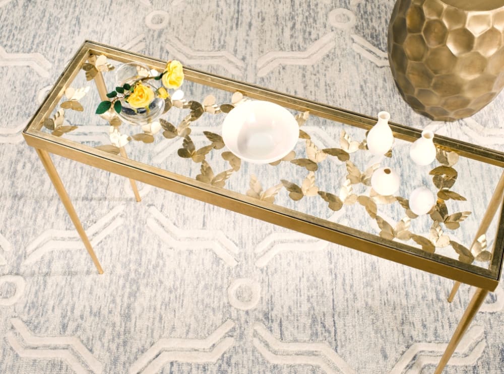 Console en fer/verre, or