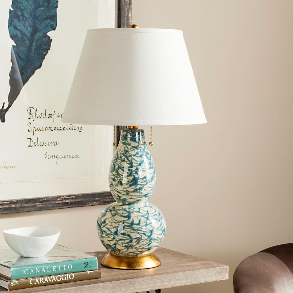 Lampe de table en verre, clair bleu - Maisons du Monde