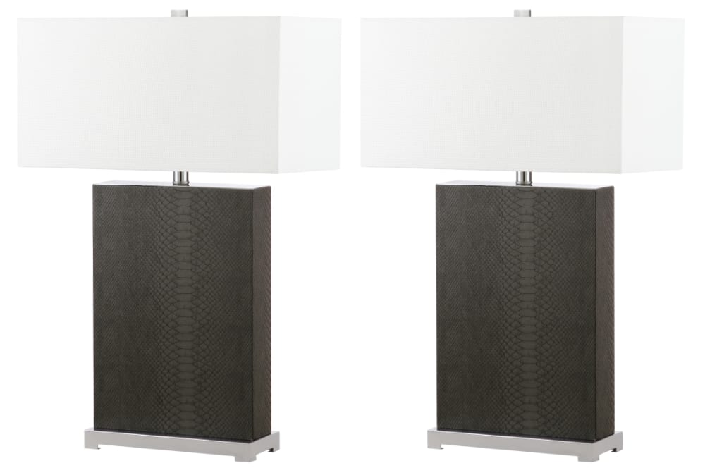 Safavieh 2er-Set tischlampen aus Pu, Metall, Grau style modern Grau Stahl