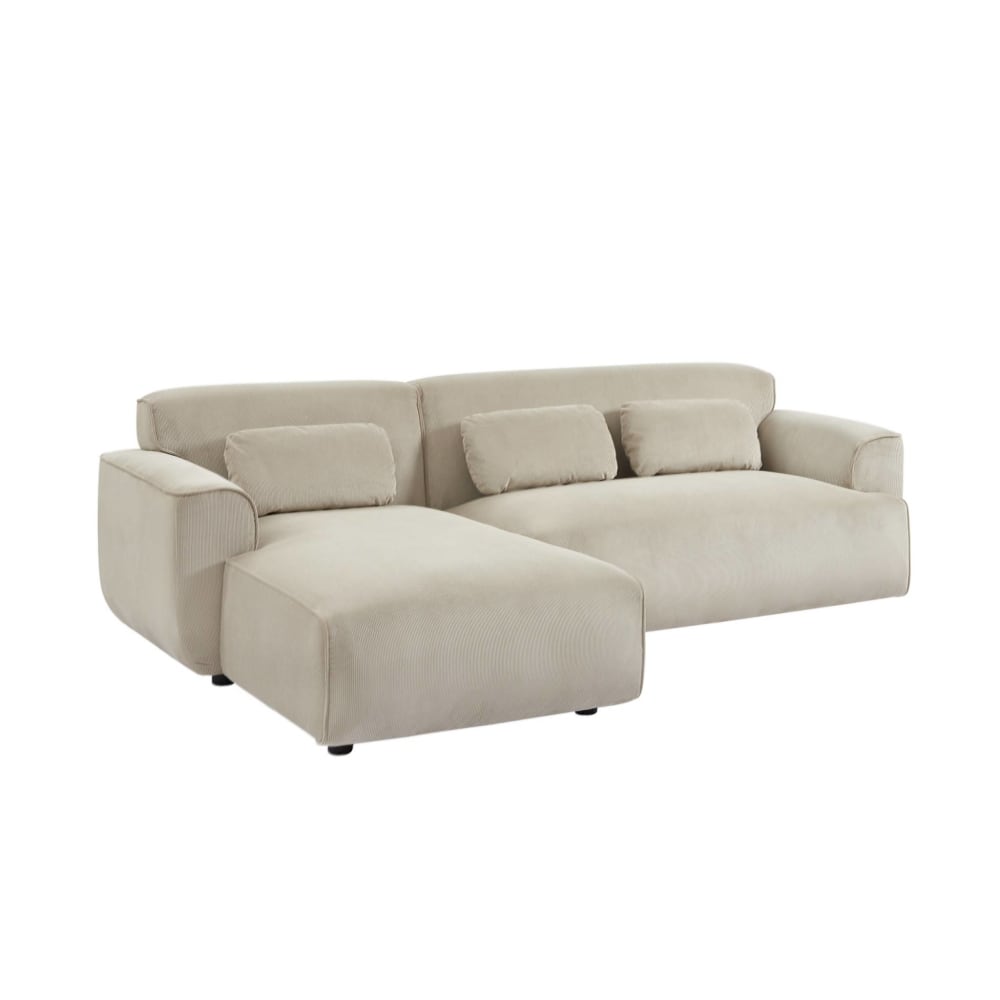 Canapé d'angle gauche, 2 à 3 places, velours côtelé