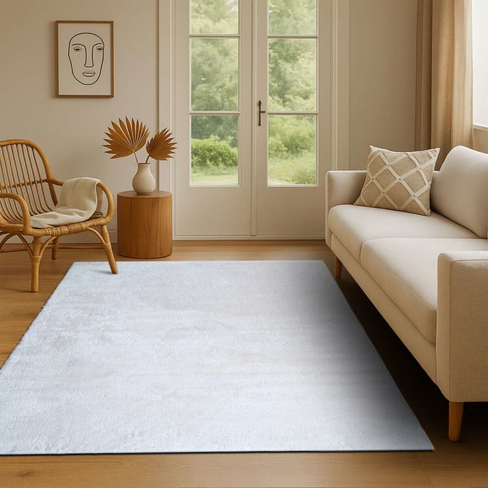 Tapis doux uni blanc 120x160