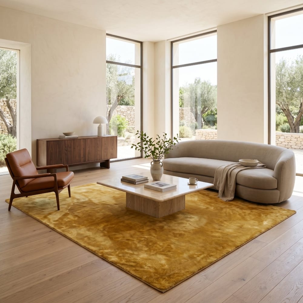 Tapis doux antidérapant jaune uni 160x220 — vue 3