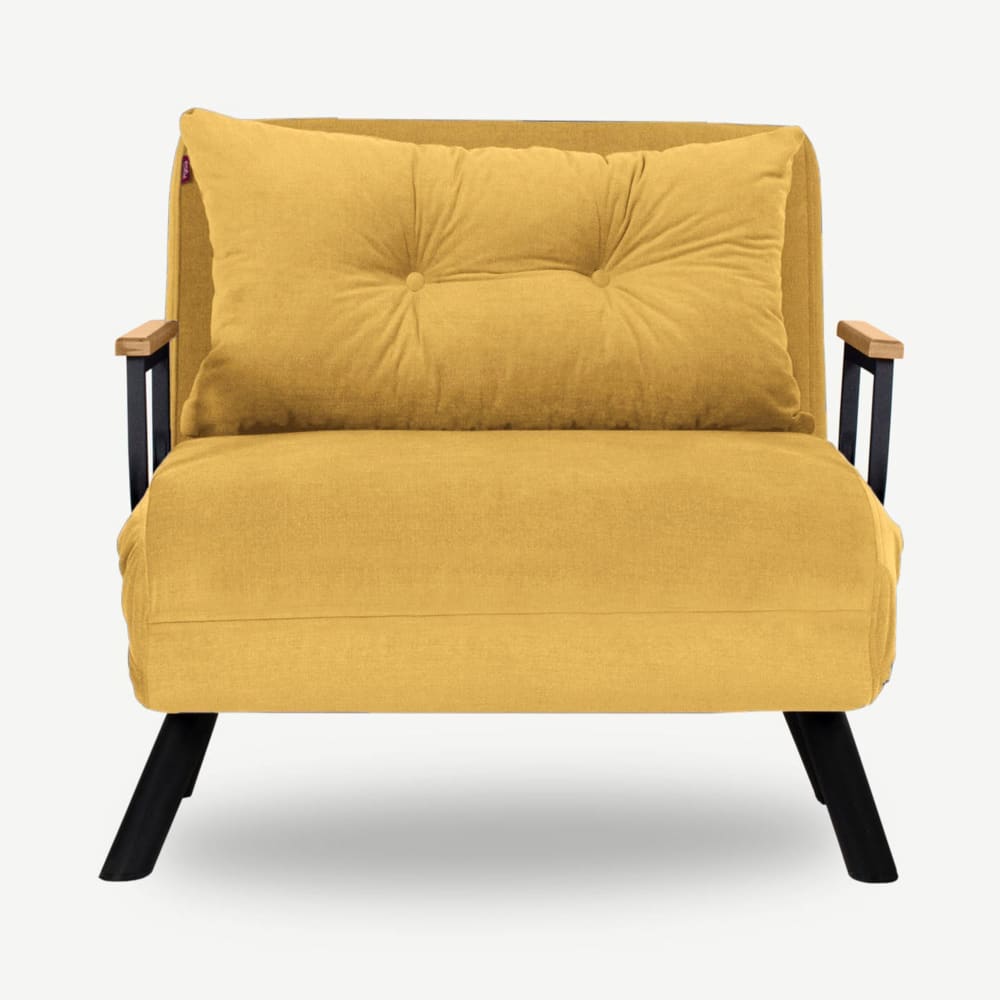 Fauteuil convertible 67x78x78 cm en tissu jaune - kom Fauteuil convertible 67x78x78 cm en tissu jaune - kom
