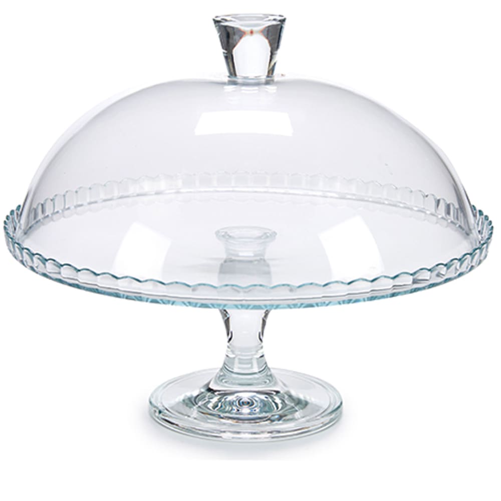 Présentoir à gâteau sur pied en verre transparent avec cloche