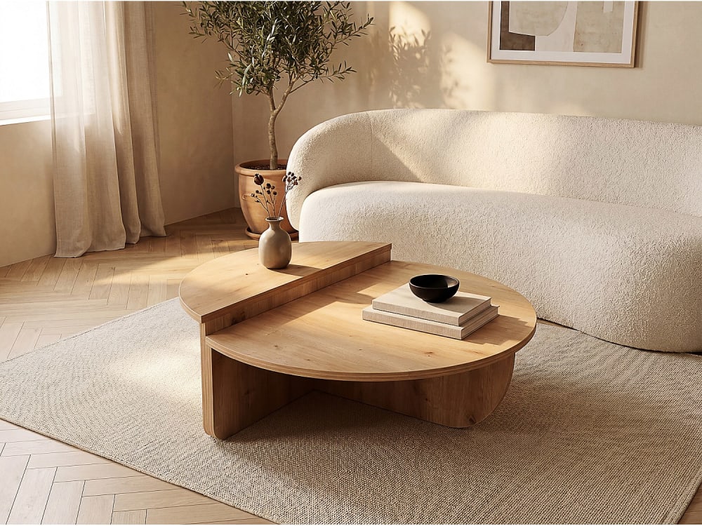 vente-unique.com Couchtisch aus Holzspan, naturfarben hell style classic chic Beige Spanplatte