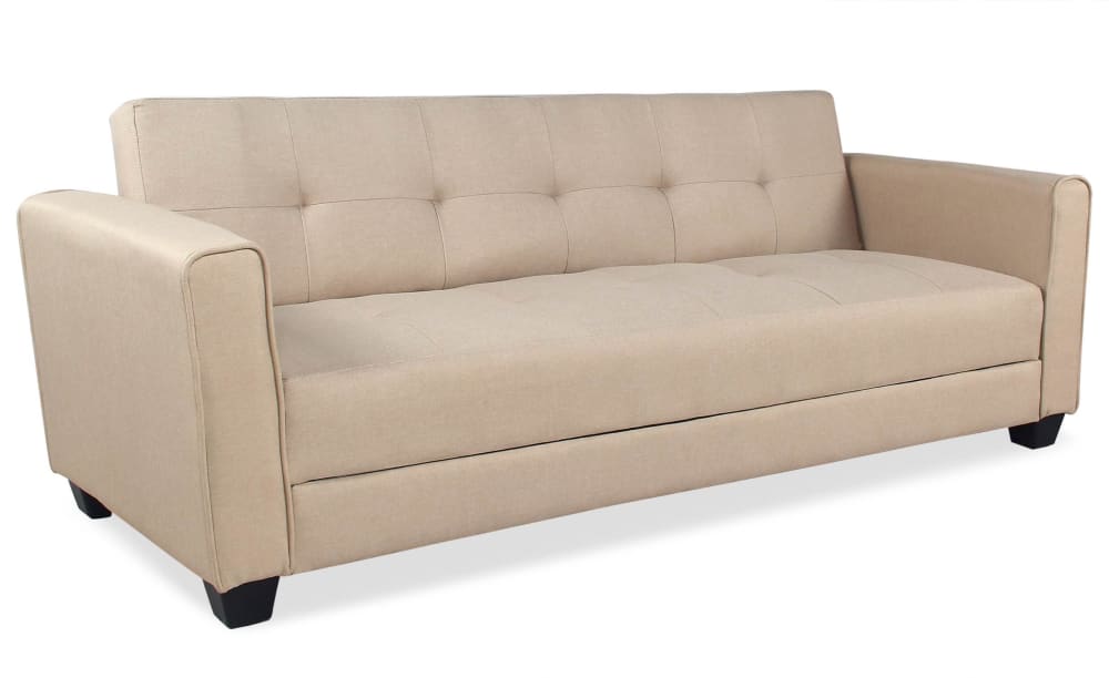 Canapé convertible 3 places tissu beige