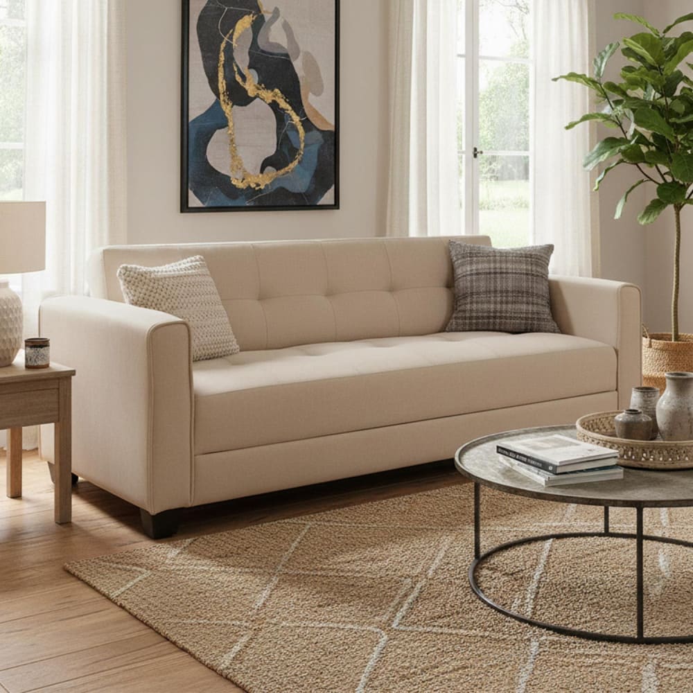 Canapé convertible 3 places tissu beige - Maisons du Monde