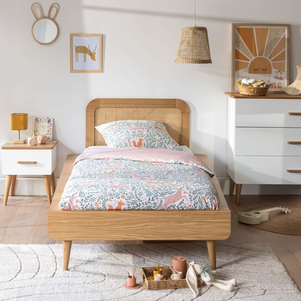 Tête de lit en cannage et bois naturel 90cm