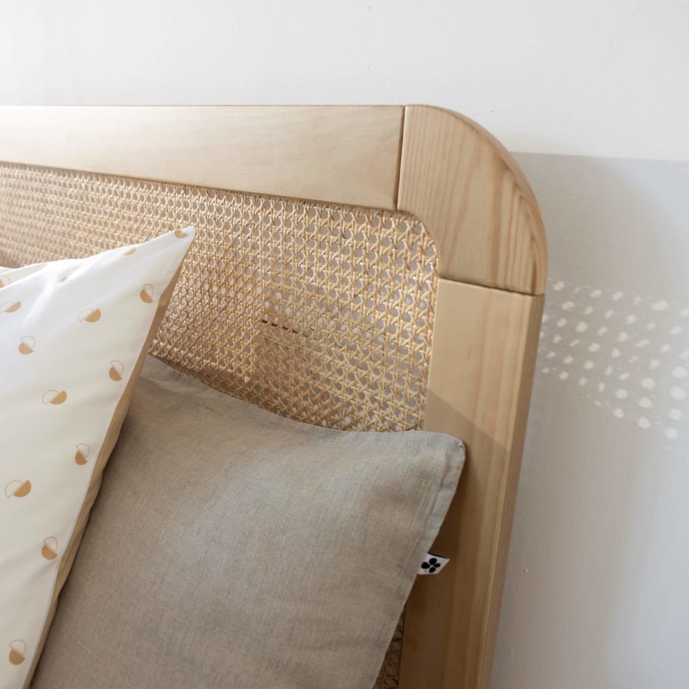 Tête de lit en cannage et bois naturel 140cm