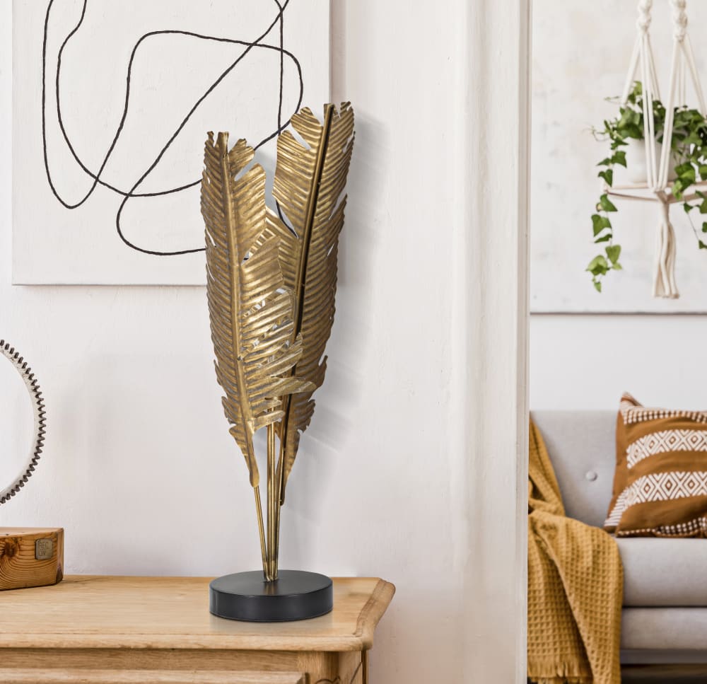 Lampe de table en métal doré avec feuilles ø cm 26x65 — vue 3