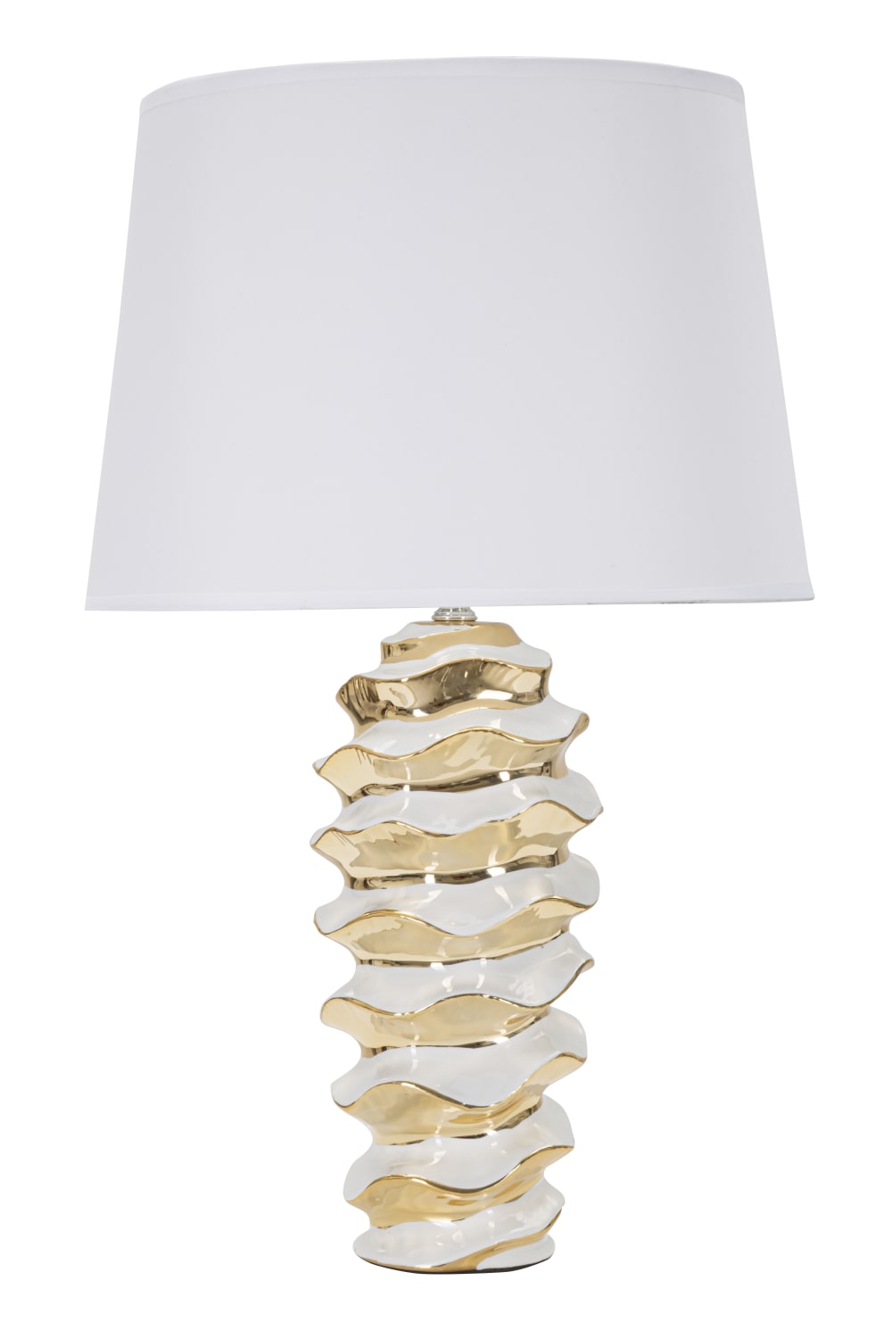 Lampe de table en céramique blanche et dorée ø 33x53 cm