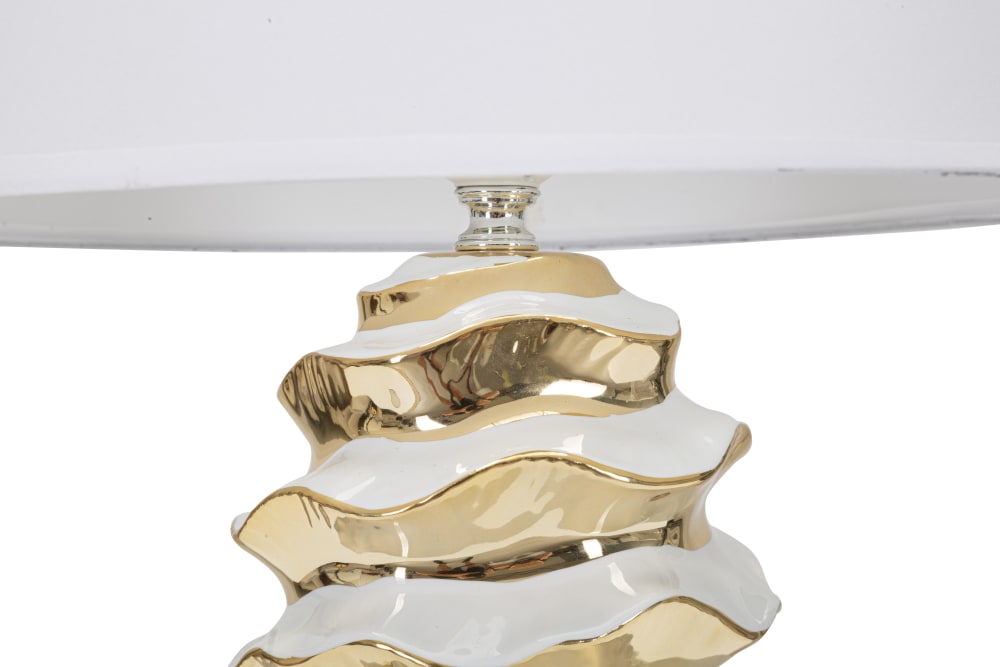 Lampe de table en céramique blanche et dorée ø 33x53 cm — vue 4