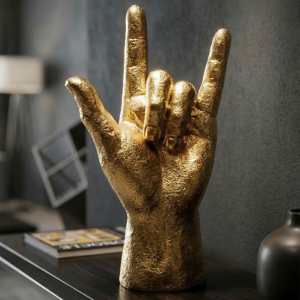 Mauro Ferretti Handgeformte Statuette aus goldfarbenem Harz, 14,5 x 7 x 23 cm style modern - Harz