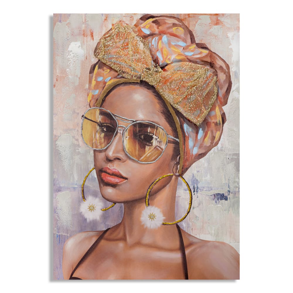 Peinture sur toile multicolore femme avec des applications cm 70x3x100 — Beyit