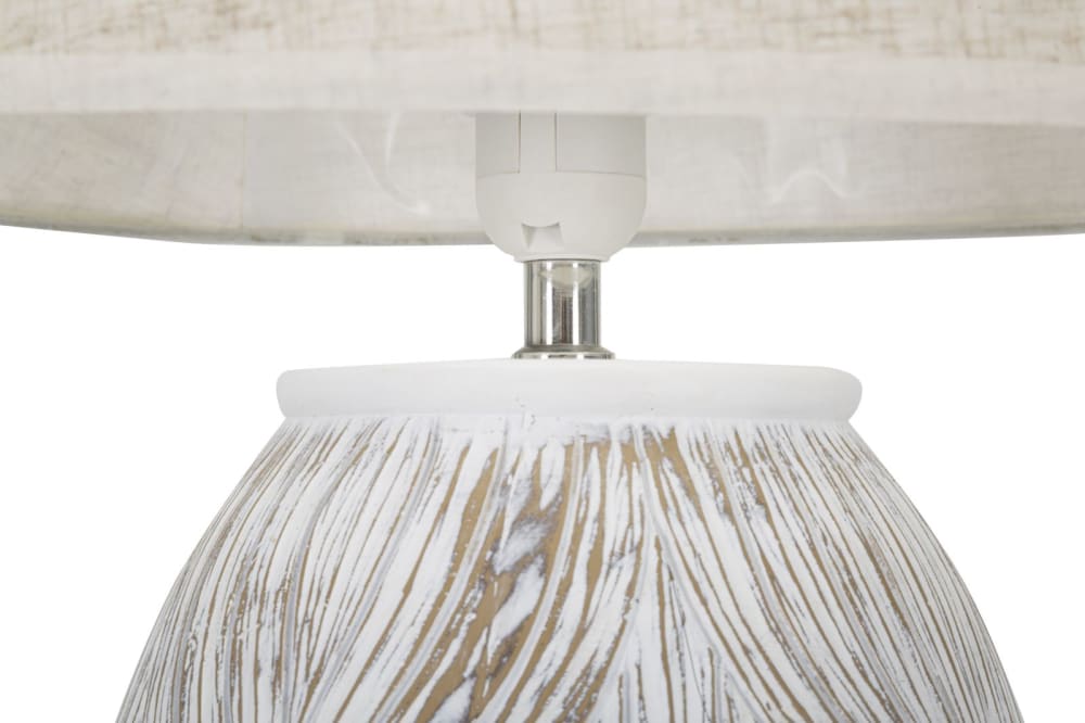 Lampe de table en résine blanche avec abat-jour beige ø 38x67 cm — vue 4
