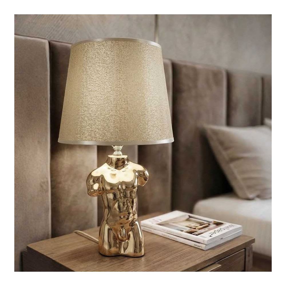Lampe de table en céramique dorée avec abat-jour ø cm 25x42,5 — vue 3