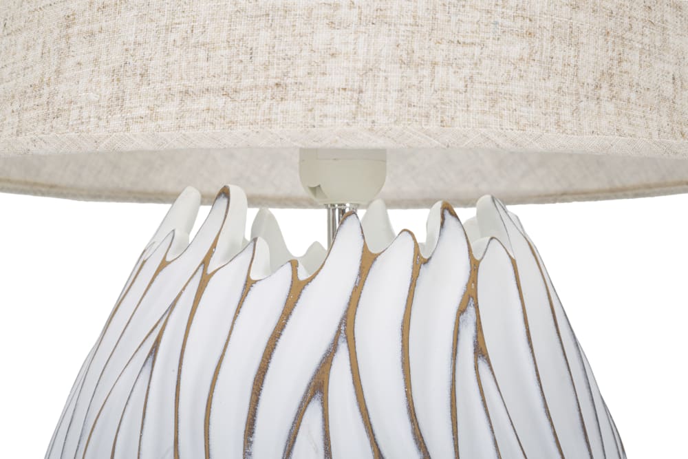Lampe de table en résine blanche avec abat-jour beige, ø 35x48 cm — vue 4