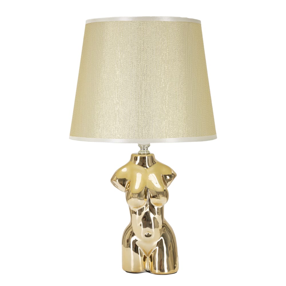 Lampe de table en céramique dorée avec abat-jour ø cm 25x39,5