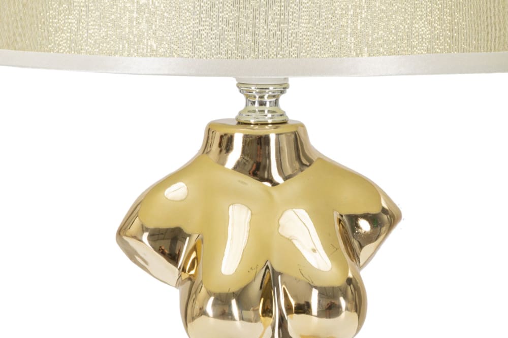 Lampe de table en céramique dorée avec abat-jour ø cm 25x39,5 — vue 3