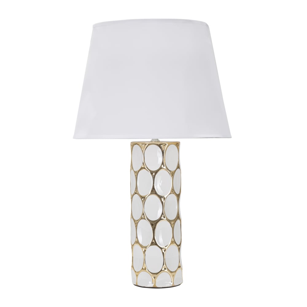 Lampe de table en céramique blanche et dorée ø 34,5x56 cm