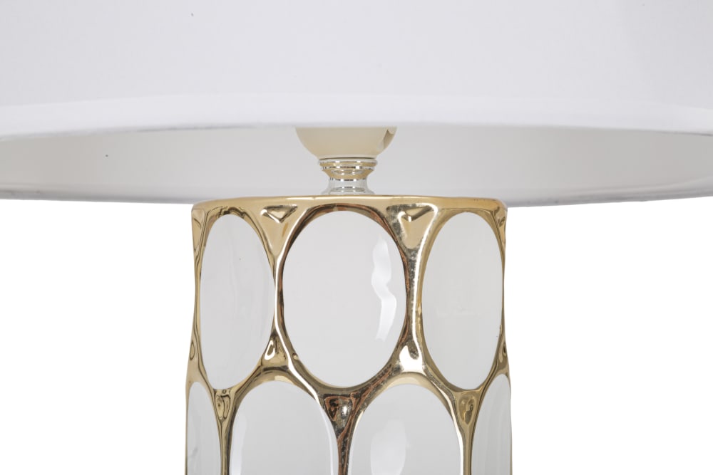 Lampe de table en céramique blanche et dorée ø 34,5x56 cm — vue 4