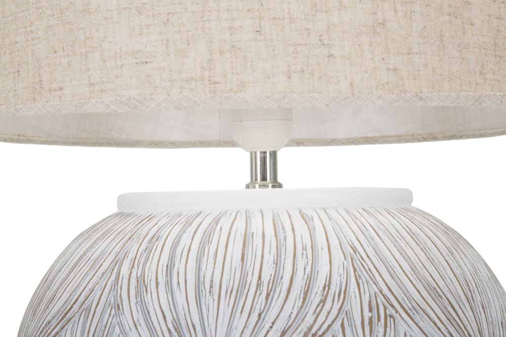 Lampe de table en résine blanche avec abat-jour beige ø 38x59 cm — vue 4