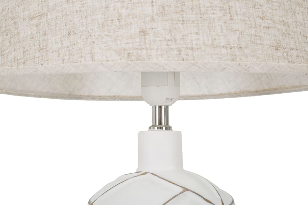 Lampe de table en résine blanche avec abat-jour beige, ø 35x60 cm — vue 4