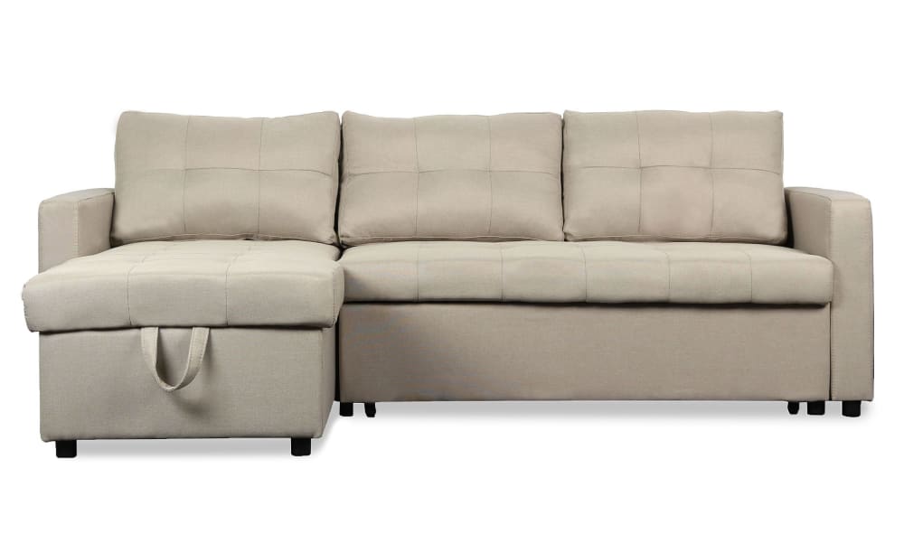 Canapé d'angle convertible tissu beige