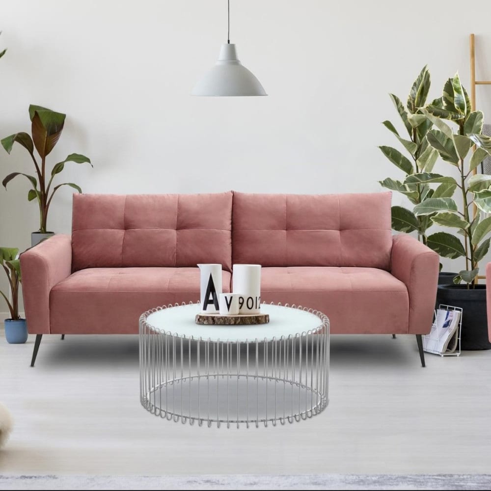 Ensemble de 2 tables basses rondes verre blanc et métal gris - Maisons du Monde