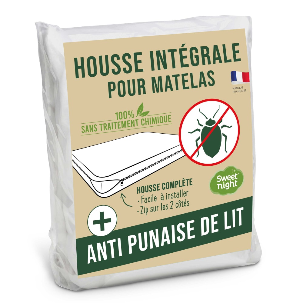 Housse intégrale matelas anti-punaise de lit 140x200x30 cm