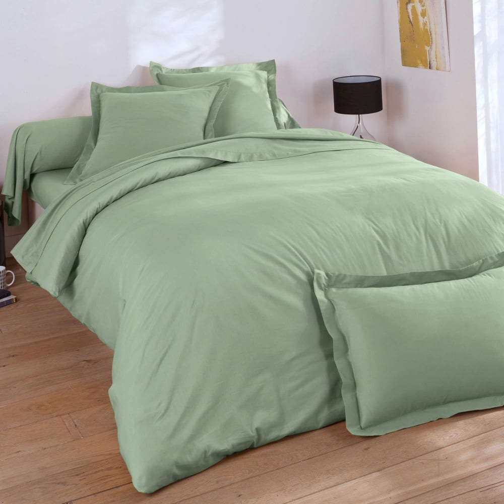 Taie volant en coton vert jade 50x70cm — vue 3