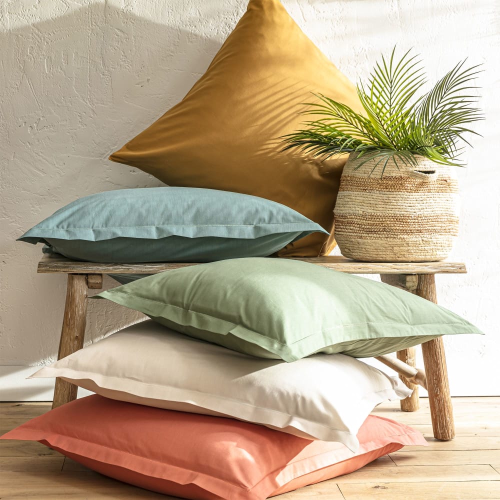 Taie volant en coton vert jade 50x70cm — vue 4