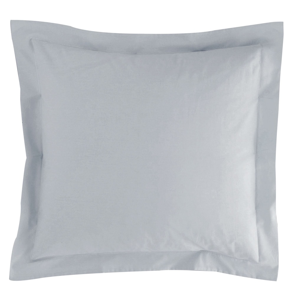 Taie volant en coton gris perle 50x70cm