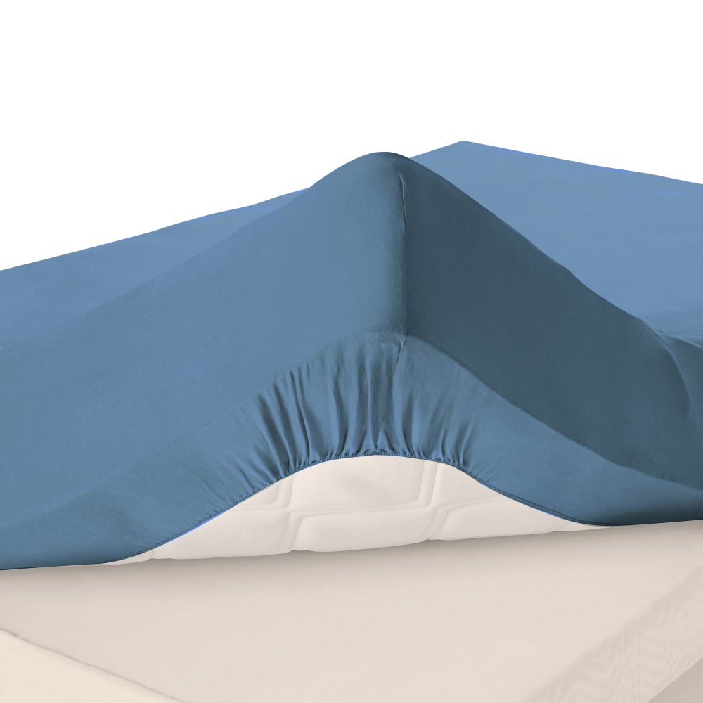 Drap-housse grand bonnet en coton bleu océan 90x200x32cm — vue 3