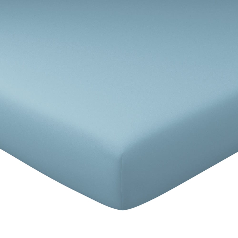 Drap-housse en coton bleu glacier 140x200x28cm — vue 4