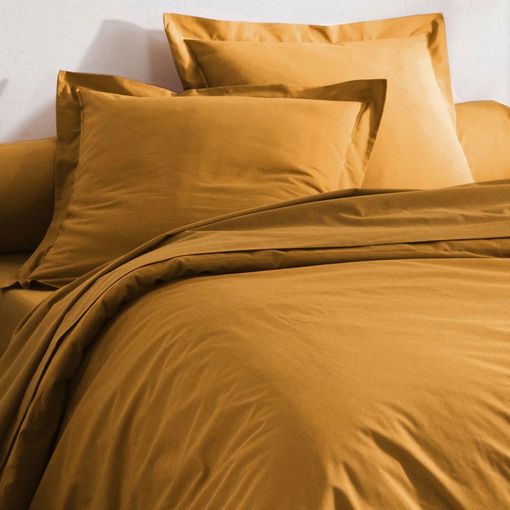 Drap-housse en coton marron bronze 180x200x28cm