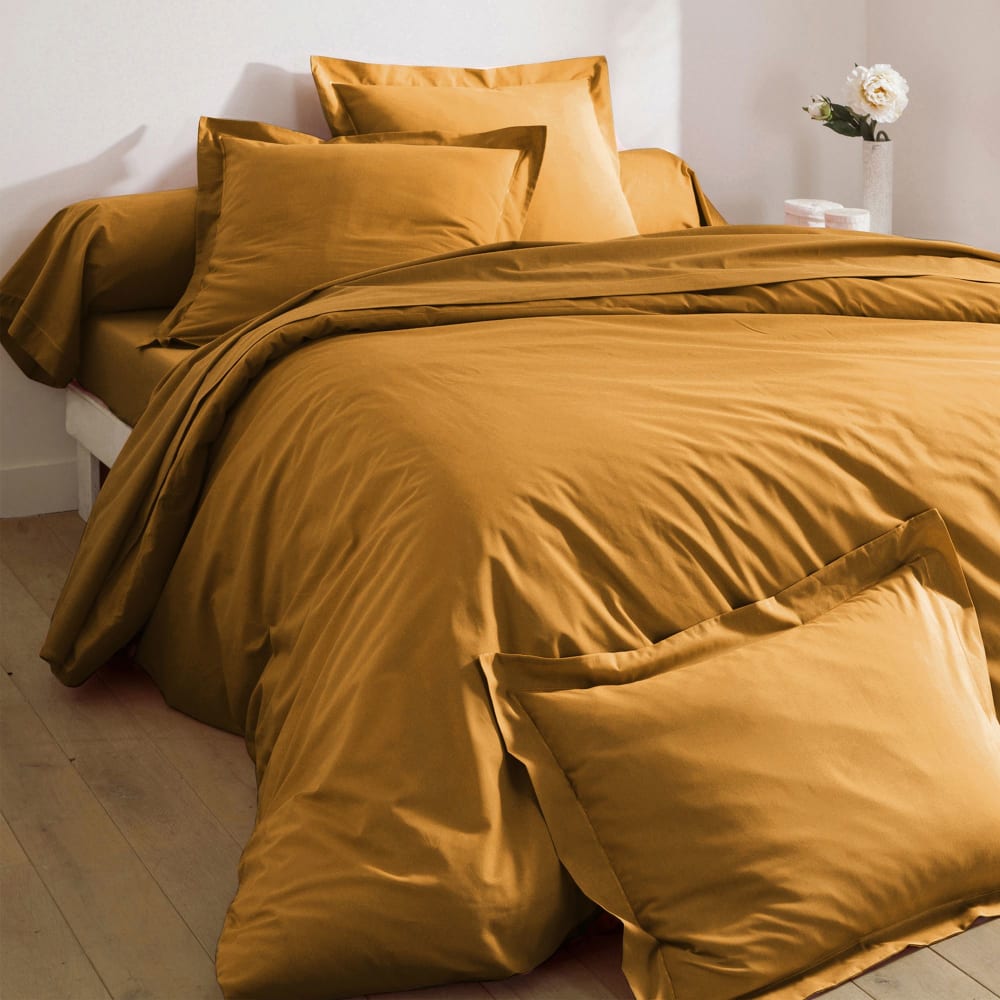 Drap-housse en coton marron bronze 180x200x28cm — vue 3