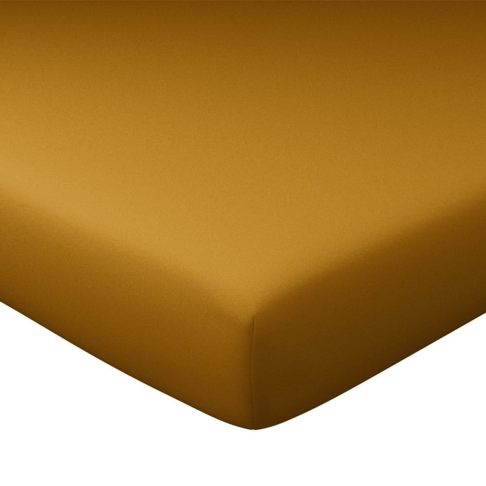 Drap-housse en coton marron bronze 180x200x28cm — vue 4