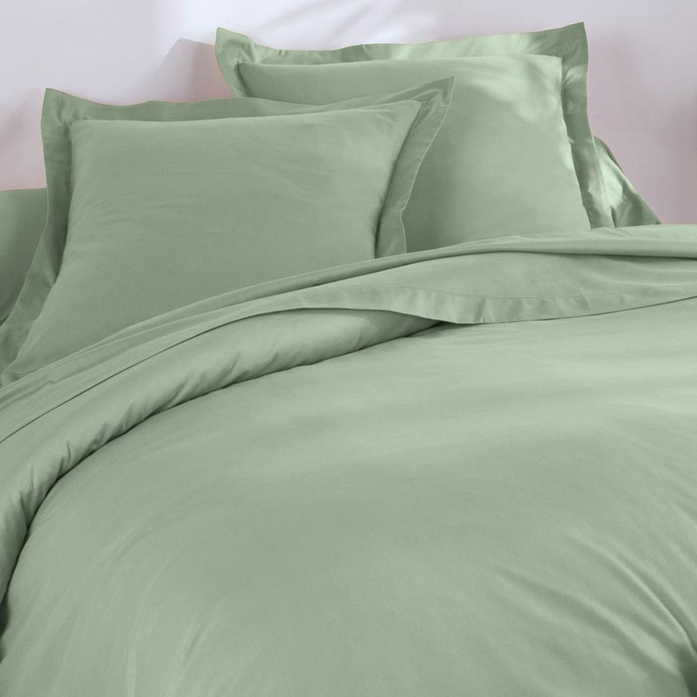 Drap-housse en coton vert jade 140x200x28cm