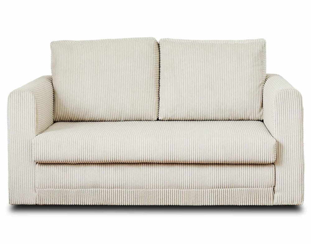 Canapé droit convertible 2 places en velours côtelé beige - Maisons du Monde