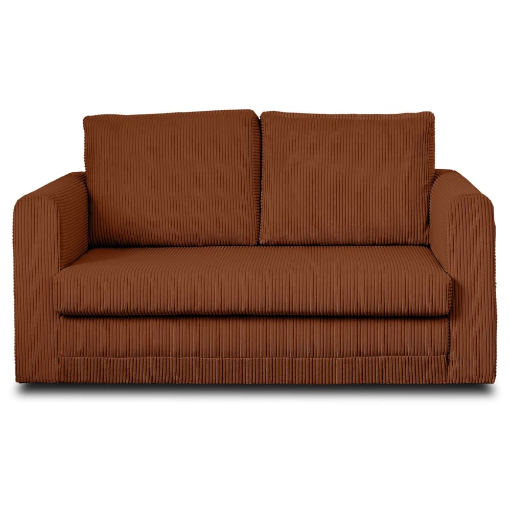 Canapé droit convertible 2 places en velours côtelé terracotta