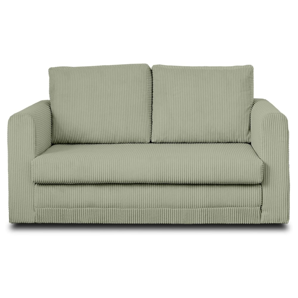 Canapé droit convertible 2 places en velours côtelé vert sauge